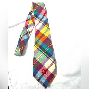 Vintage Deadstock Nautica Plaid Tie Cotton Preppy Ivy League Frat Boy Hamptons